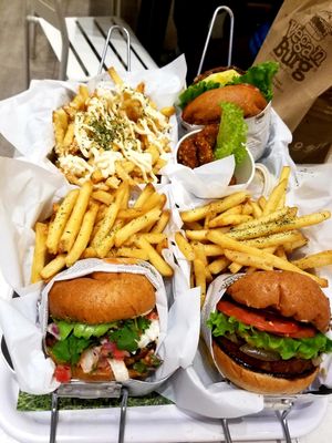 Burgers and fries at VeganBurg in San Francisco