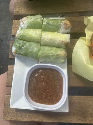 Spring roll with lemongrass tofu and vegan sauce  at Kim's Cafe and Sandwiches in Berkeley