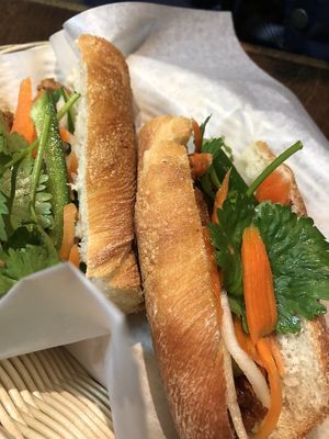 BBQ Tofu Banh Mi, Lemongrass Tofu Banh Mi at Kim's Cafe and Sandwiches in Berkeley