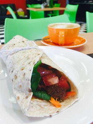 Falafel wrap at Real Food in Tecoma in Tecoma