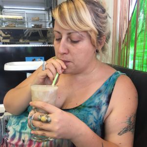 gone in a flash, vegan iced coffee!  at Real Food in Tecoma in Tecoma