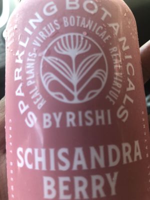 Schisandra Berry soda / sparkling water. This is my first time trying Sparkling Botanicals by Rishi 🤔. Berry flavorful, not sweet. That works for me. 👌🏾  at Rooted Juicery + Kitchen - Madison Rd in Cincinnati