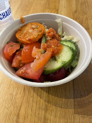 Mushroom bowl with fixings   at Maoz - Albertcuypstraat in Amsterdam