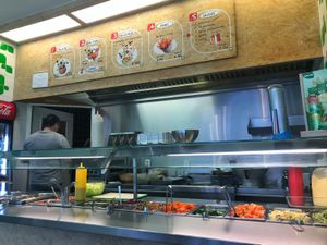 Maoz Menu: white/whole wheat pita with falafel and humus, meal deal, vegetables & 3 falafels, belgian fries, sauces(for fries)  at Maoz - Albertcuypstraat in Amsterdam