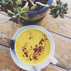 Golden Turmeric Latte's at Garden of Eden in Tweed Heads South