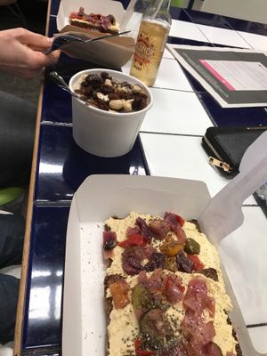 porridge, and roasted vegetable and hummus on toast  at The Feel Good Cafe in East London