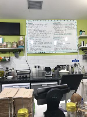 menu at The Feel Good Cafe in East London