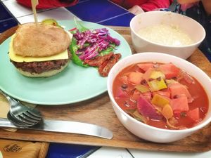 A few examples of the insanely tasty and healthy food available at the Feelgood Cafe at The Feel Good Cafe in East London