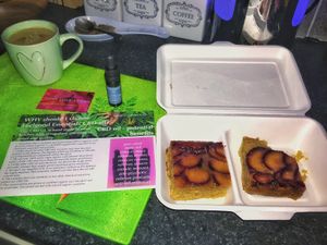 Another day. Another takeaway. Another visit to the Feelgood Cafe. This time for more amazing stew with Lentils, Beans, Veg and rice. Also some more Hot Chocolate   plum cake   vegan chocolate croissants   and a tincture of CBD oil   at The Feel Good Cafe in East London