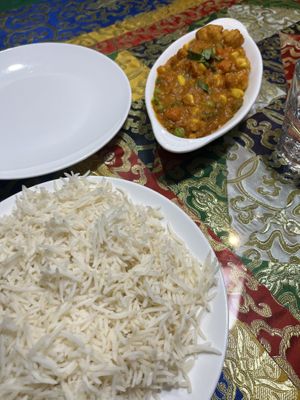 Vegetable curry, Indian rice   at Gurkha 구르카 in Seoul