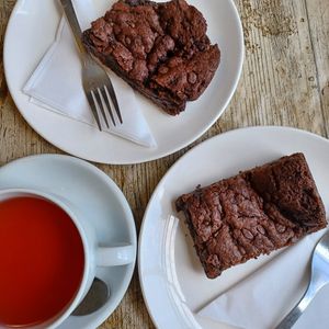 Vegan chocolate brownie at The Leaf & Bean in Skipton