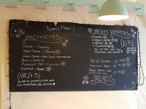 Specials board at The Leaf & Bean in Skipton