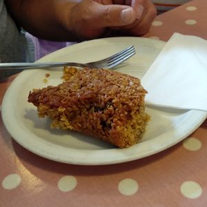 Vegan cranberry flapjack at The Leaf & Bean in Skipton