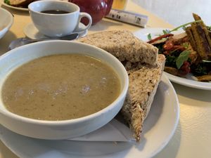 Broccoli and Courgette soup of the day at The Leaf & Bean in Skipton