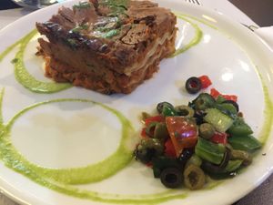 Vegan lasagna at The Mantraa in Barcelona