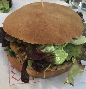 Veg burger  at The Mantraa in Barcelona