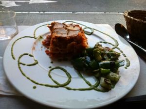 Lasaña vegetal at The Mantraa in Barcelona