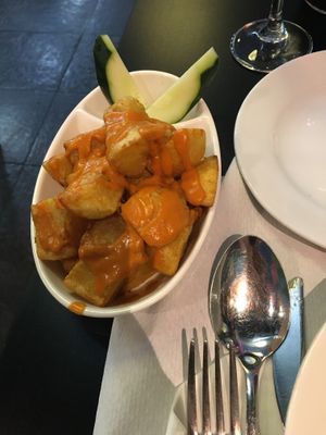 Patatas bravas  at The Mantraa in Barcelona