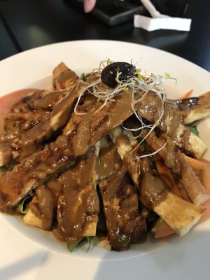 tofu with peanut sauce (amazing!!)  at The Mantraa in Barcelona