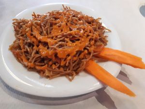 Menu of the day / 1st course / Fideuá (didn't really match the original taste of a fideuá but it waS good anyway) at The Mantraa in Barcelona