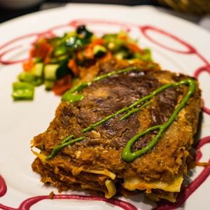 Vegan lasagna  at The Mantraa in Barcelona