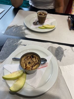 Apple crumble & chocolate mousse  at The Mantraa in Barcelona