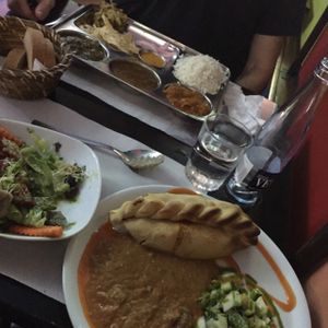 Empanada con Thali (Indian dish) at The Mantraa in Barcelona