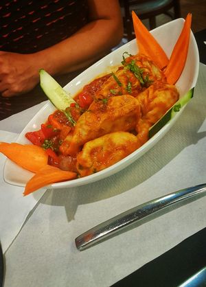 Spicy filled dumplings at The Mantraa in Barcelona