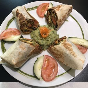 Wraps with guacamole  at The Mantraa in Barcelona