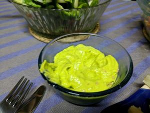 guacamole, that's what she calls it's. it's too blended. more like avocado aioli. still tasty at Casa El Delfin in Trinidad