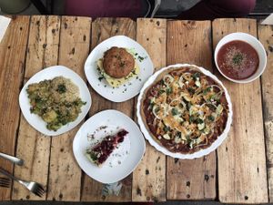 loads of food. at Elixir in Budapest