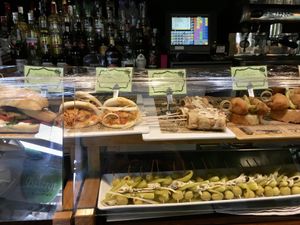 All the green labels are vegan  at Crock and cock in Bilbao