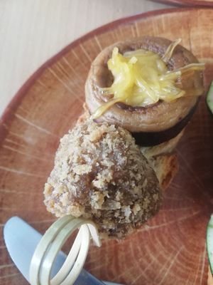 Mushroom and croquette at Crock and cock in Bilbao