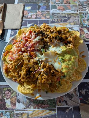 loaded nachos at Crock and cock in Bilbao