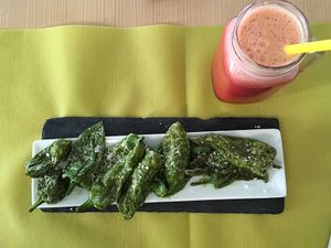 Starter and fresh juice. at Crock and cock in Bilbao