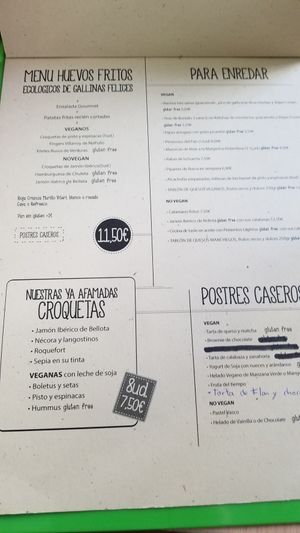 Carta Menu at Crock and cock in Bilbao