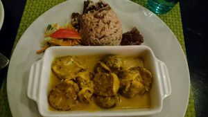 veggie ball plate at Miss T's Kitchen in Ocho Rios