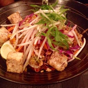 vegan pad Thai tofu (be sure to specify vegan/no egg) at Buku Raleigh in Raleigh