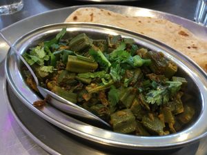 Brinjal bhaji  at 4 Seasons Chaat House in Leicester