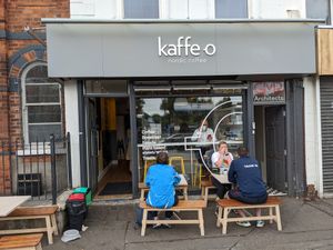 Store front at Kaffe O in Belfast
