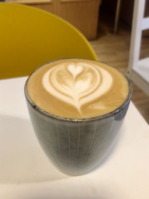 Oat milk latte  at Kaffe O in Belfast