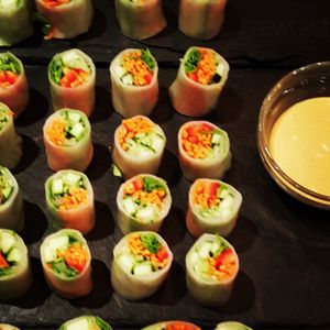 Power Rolls with almond orange sauce at Rawtastic in Berlin