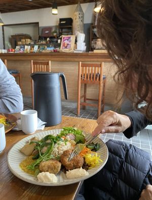 Traditional seating  at Veggie Syokudo Funadeya in Fukuoka