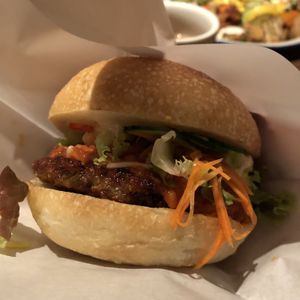 Burgers are always good here!!! at Veggie Syokudo Funadeya in Fukuoka