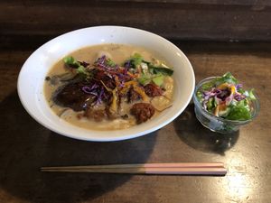 💜夜限定ベジラーメン💜 at Veggie Syokudo Funadeya in Fukuoka