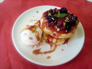 Pancakes with vanilla icecream at Food House in Mostar