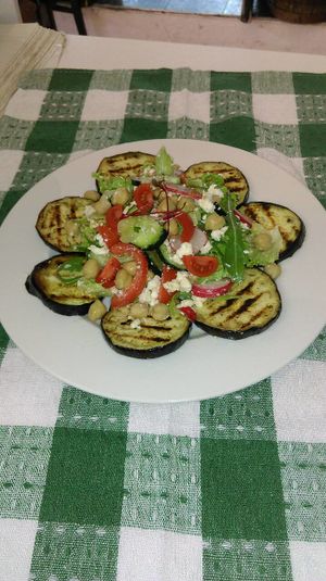 Eggplant and chickpea salad at Food House in Mostar