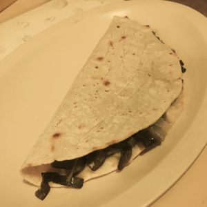 the one thing we didn't care for was the vegan cheese and veggie quesadilla, the cheese was not good at Las Delicias Fonda Vegana y Vegetariana  in Cancun