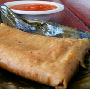 TAMAL VEGANO RELLENO DE PLATANO MACHO at Las Delicias Fonda Vegana y Vegetariana  in Cancun