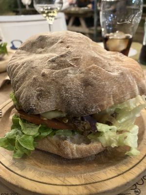 Lentil burger yumm   at Casa Alongos in Melide